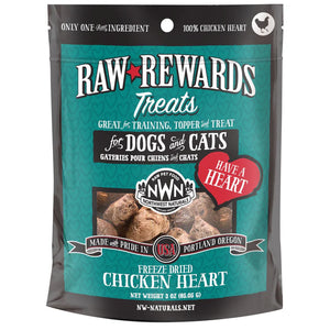 NORTHWEST NATURALS RAW REWARDS FREEZE-DRIED CHICKEN HEARTS 3OZ