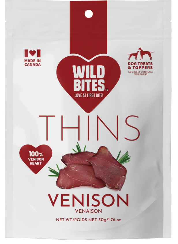 WILD BITES VENISON HEART THINS 50G