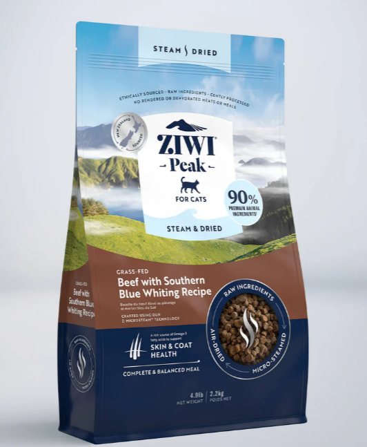 ZIWIPEAK CAT STEAM DRIED BEEF & BLUE WHITING 2.2KG