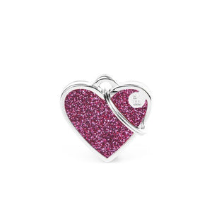 MY FAMILY GLITTER HEART PINK SM TAG