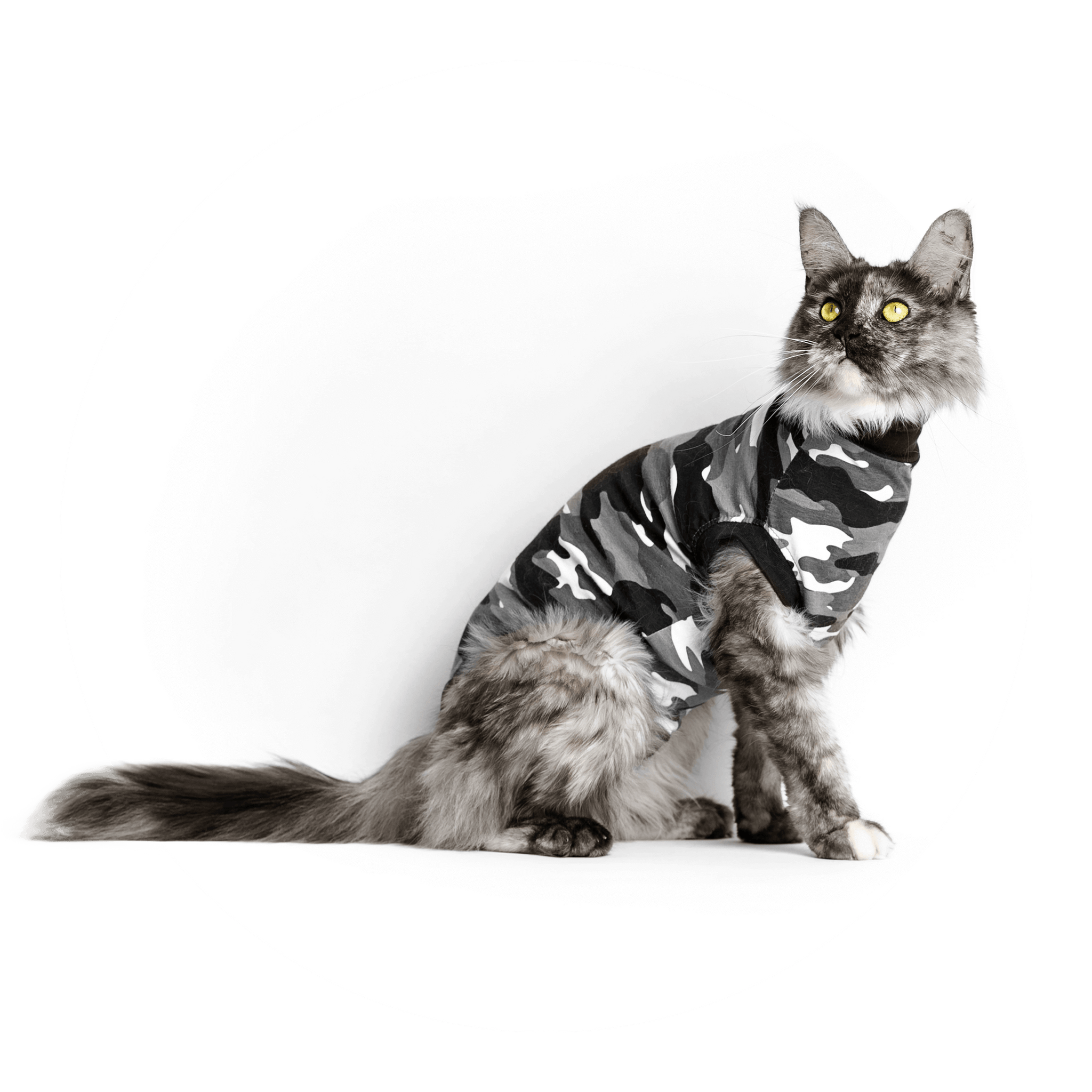 SUITICAL Recovery Suit for Cats, Black Camo, Small 